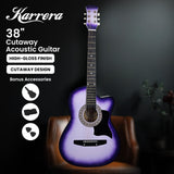 Guitars: Karrera 38in Cutaway Acoustic Guitar with guitar bag - Purple Burst