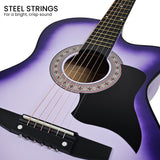 Guitars: Karrera 38in Cutaway Acoustic Guitar with guitar bag - Purple Burst