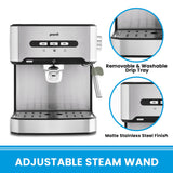 Coffee Machines & Accessories: Pronti 1.6L Automatic Coffee Espresso Machine with Steam Frother