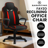 Office & Desk Chairs: Sarantino Fayzo Racing Reclining Office Gaming Chair Black And Red Adjustable Computer Desk Seat With Adjustable Height, Breathable Mesh Back, Padded Armrests