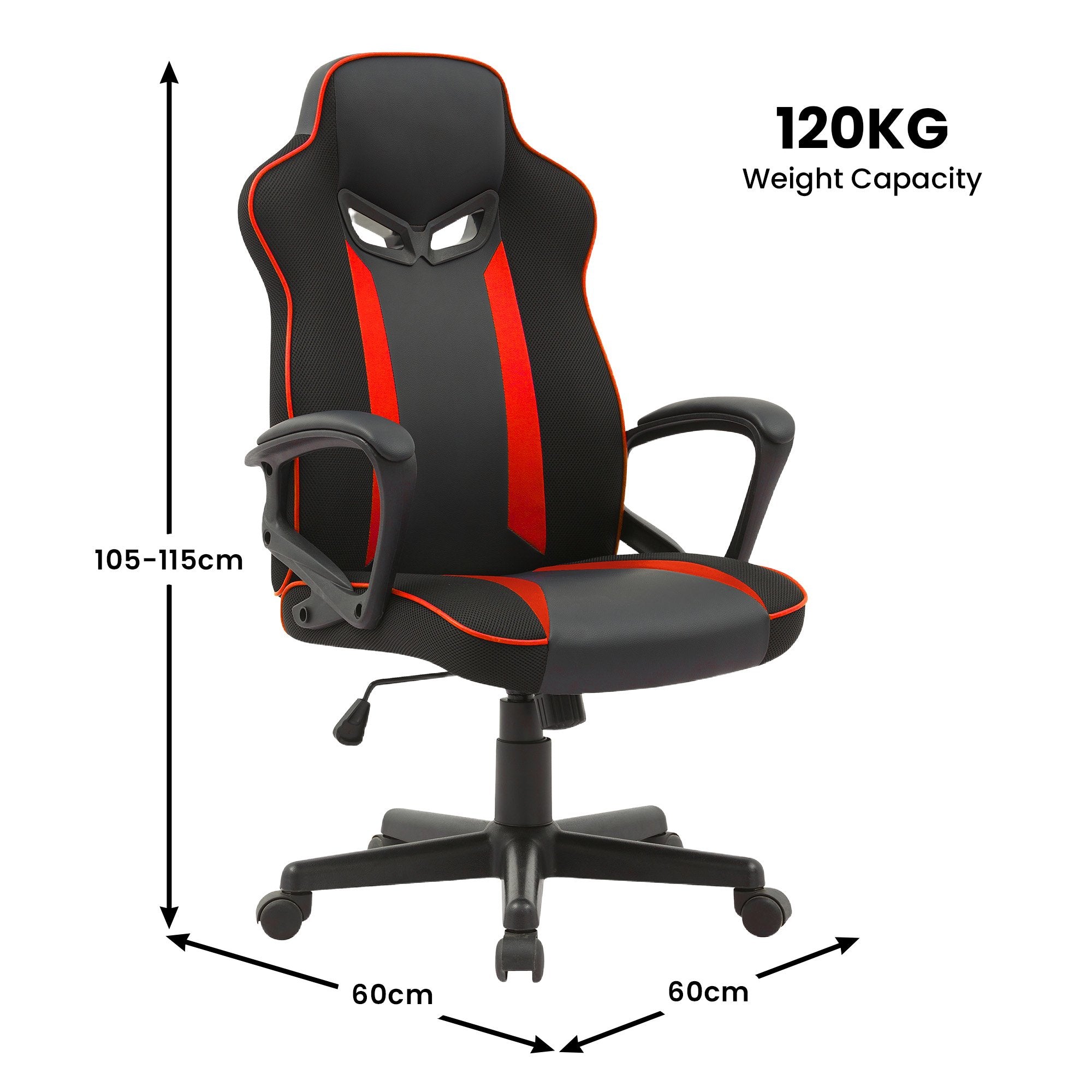 Office & Desk Chairs: Sarantino Fayzo Racing Reclining Office Gaming Chair Black And Red Adjustable Computer Desk Seat With Adjustable Height, Breathable Mesh Back, Padded Armrests
