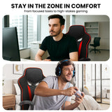 Office & Desk Chairs: Sarantino Fayzo Racing Reclining Office Gaming Chair Black And Red Adjustable Computer Desk Seat With Adjustable Height, Breathable Mesh Back, Padded Armrests