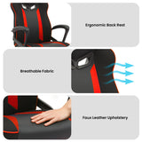Office & Desk Chairs: Sarantino Fayzo Racing Reclining Office Gaming Chair Black And Red Adjustable Computer Desk Seat With Adjustable Height, Breathable Mesh Back, Padded Armrests