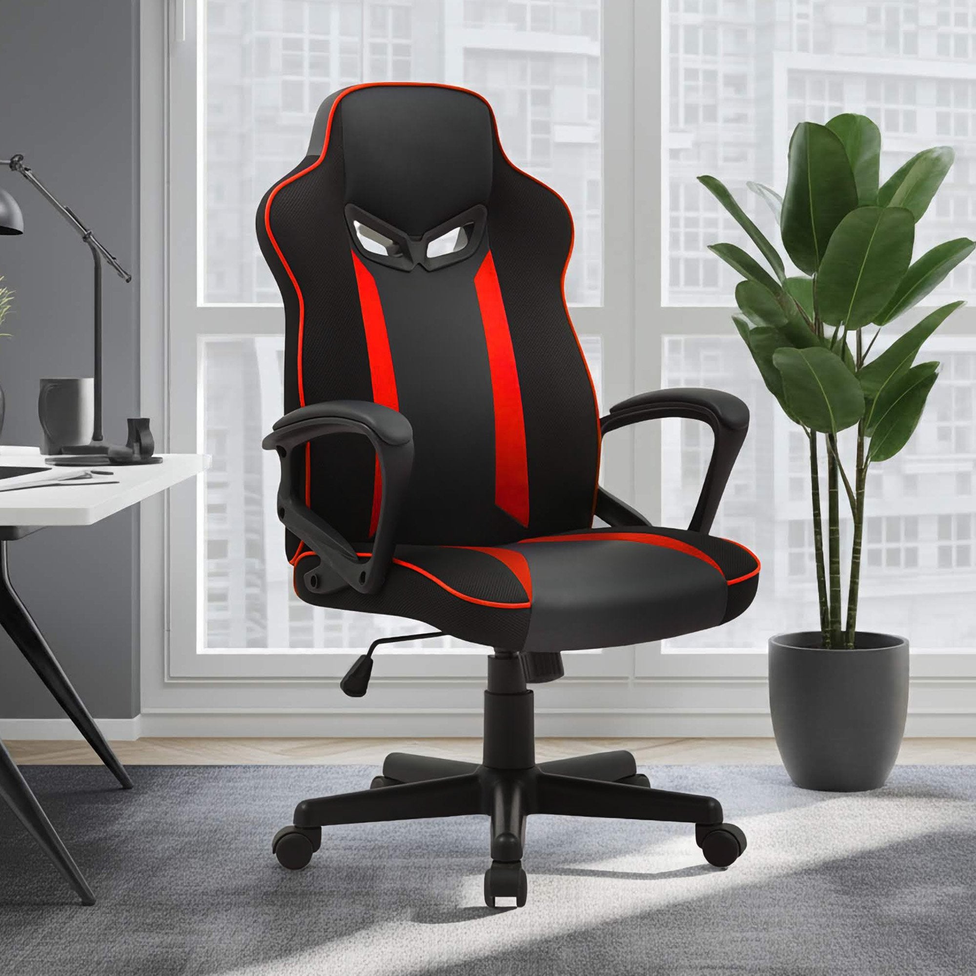 Office & Desk Chairs: Sarantino Fayzo Racing Reclining Office Gaming Chair Black And Red Adjustable Computer Desk Seat With Adjustable Height, Breathable Mesh Back, Padded Armrests