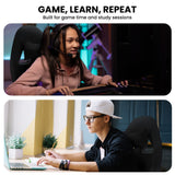 Office & Desk Chairs: Sarantino Antre Kids Study Gaming Chair Black Adjustable Computer Desk Seat Racing Inspired-look With Adjustable Height, Ergonomic Back Support, Padded Armrests