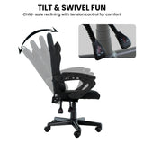 Office & Desk Chairs: Sarantino Antre Kids Study Gaming Chair Black Adjustable Computer Desk Seat Racing Inspired-look With Adjustable Height, Ergonomic Back Support, Padded Armrests