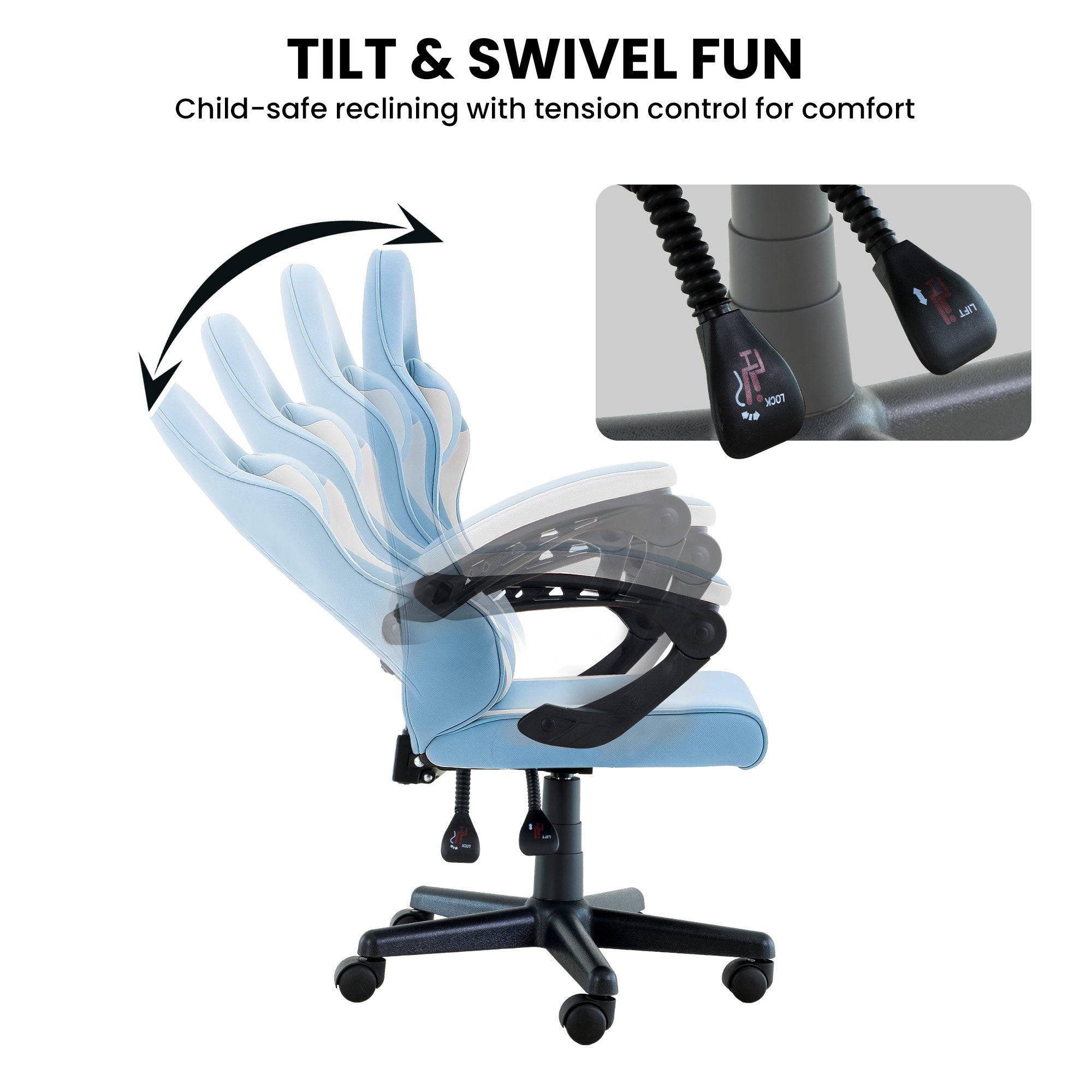 Gaming Chairs: Sarantino Antre Kids Study Gaming Chair in Black and White Office Adjustable Height Chair