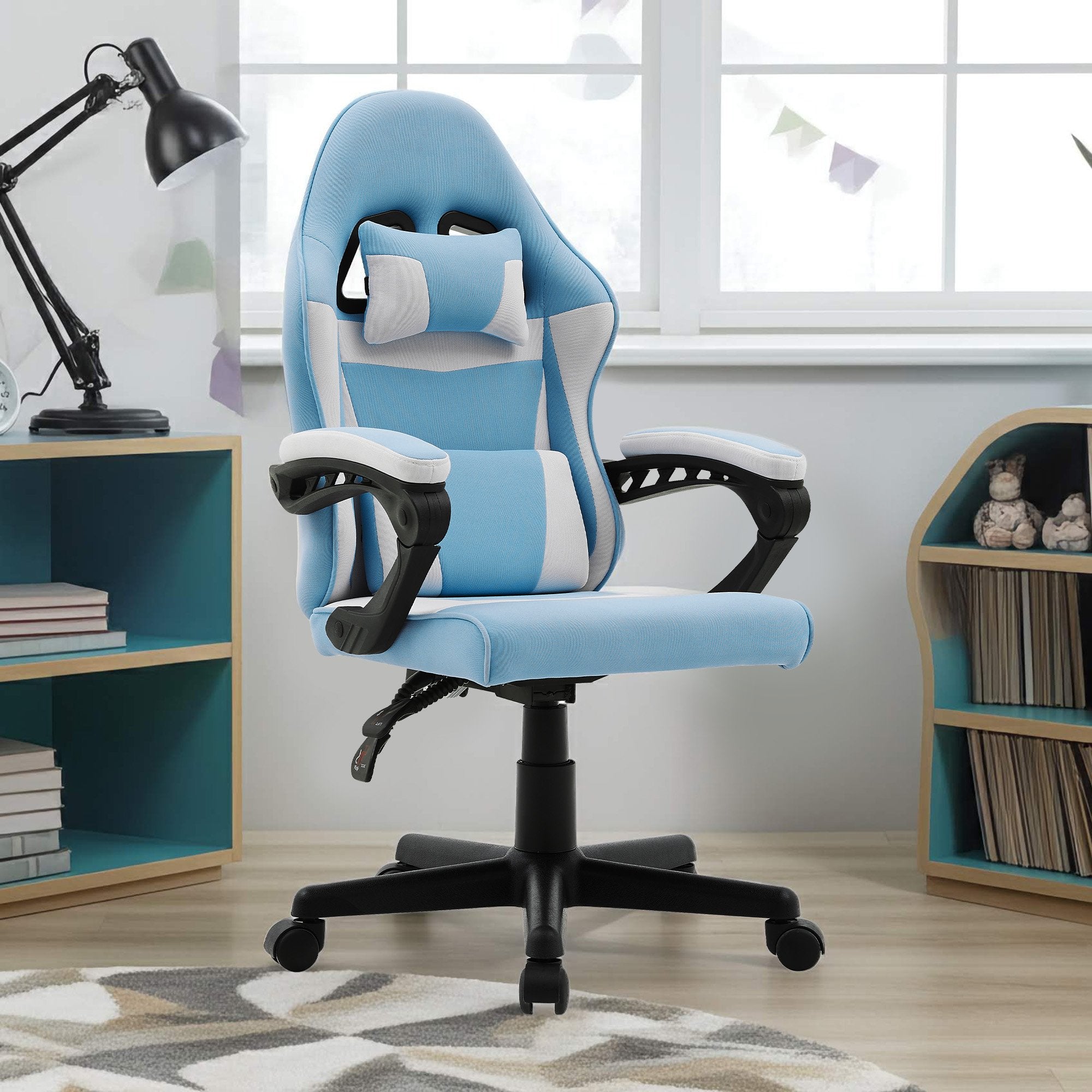 Gaming Chairs: Sarantino Antre Kids Study Gaming Chair in Black and White Office Adjustable Height Chair