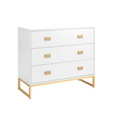 Clothing & Wardrobe Storage: Sarantino Amara Chest of Drawers Tallboy Dresser in White/Gold