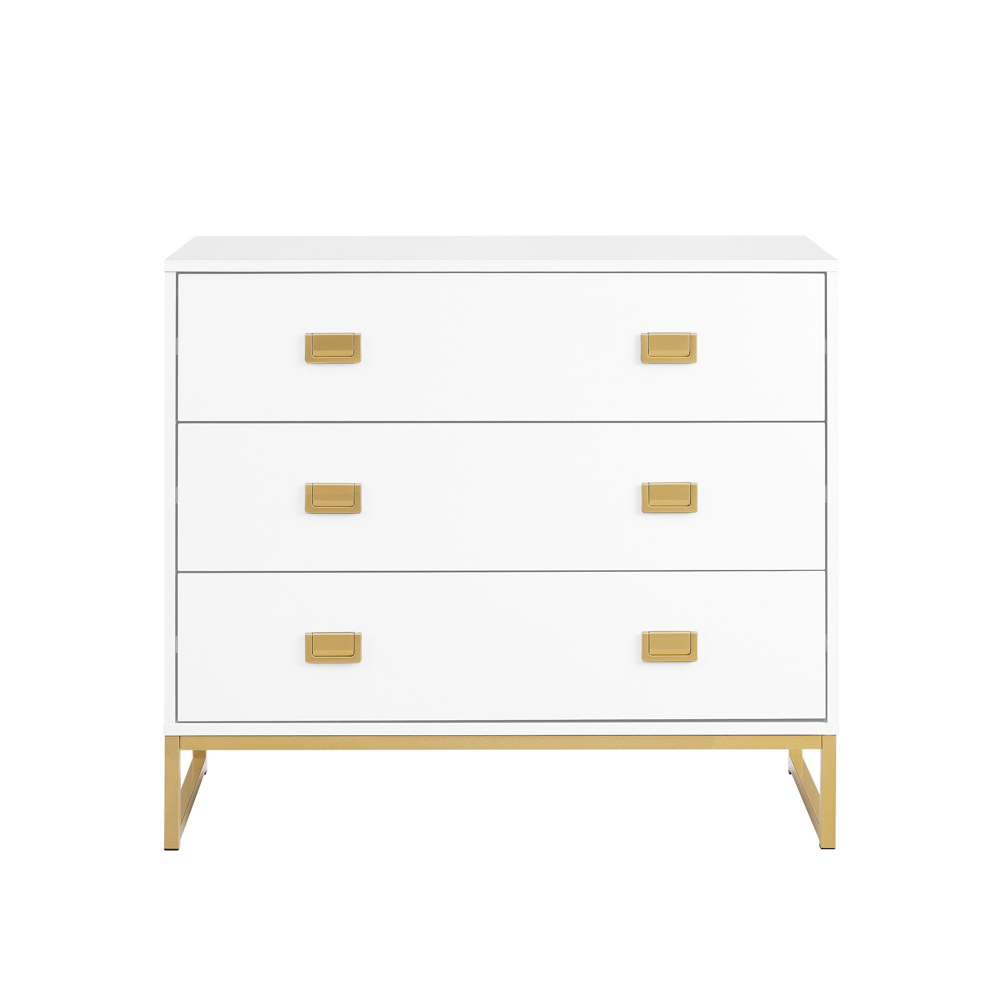Clothing & Wardrobe Storage: Sarantino Amara Chest of Drawers Tallboy Dresser in White/Gold
