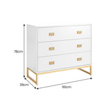 Clothing & Wardrobe Storage: Sarantino Amara Chest of Drawers Tallboy Dresser in White/Gold
