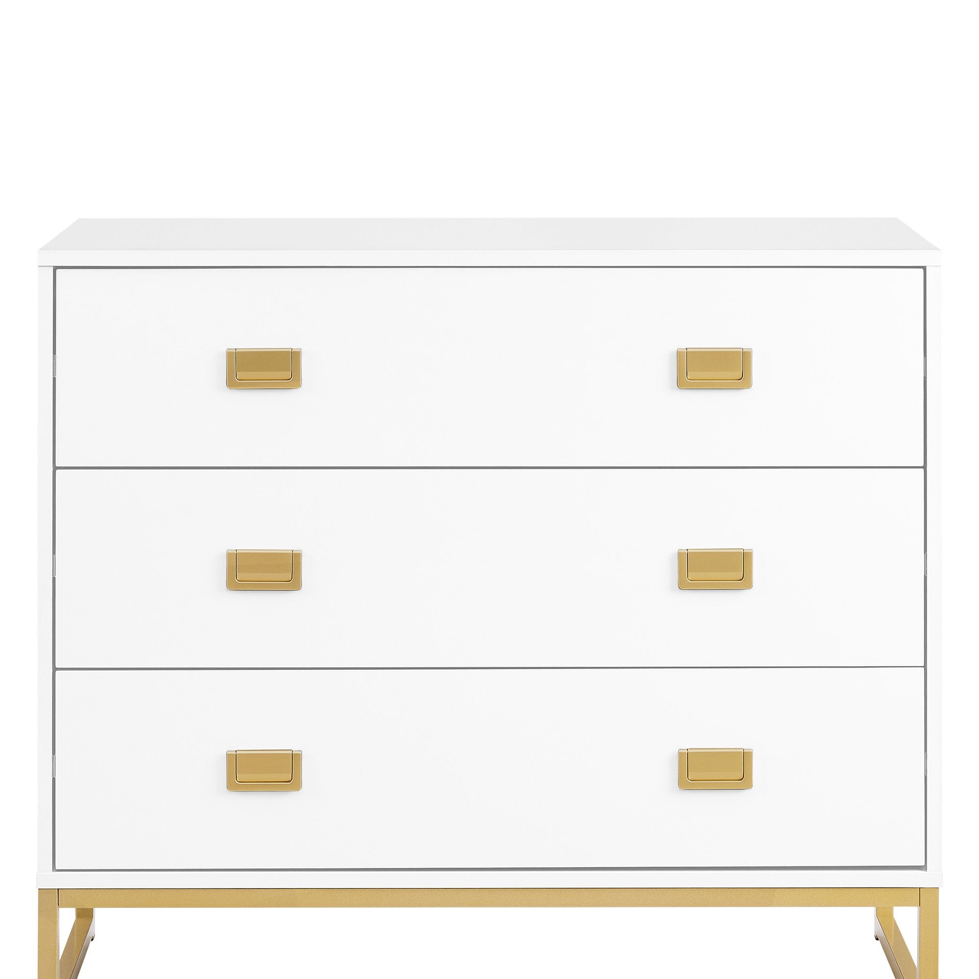 Clothing & Wardrobe Storage: Sarantino Amara Chest of Drawers Tallboy Dresser in White/Gold