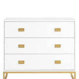 Clothing & Wardrobe Storage: Sarantino Amara Chest of Drawers Tallboy Dresser in White/Gold