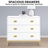 Clothing & Wardrobe Storage: Sarantino Amara Chest of Drawers Tallboy Dresser in White/Gold