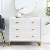 Clothing & Wardrobe Storage: Sarantino Amara Chest of Drawers Tallboy Dresser in White/Gold