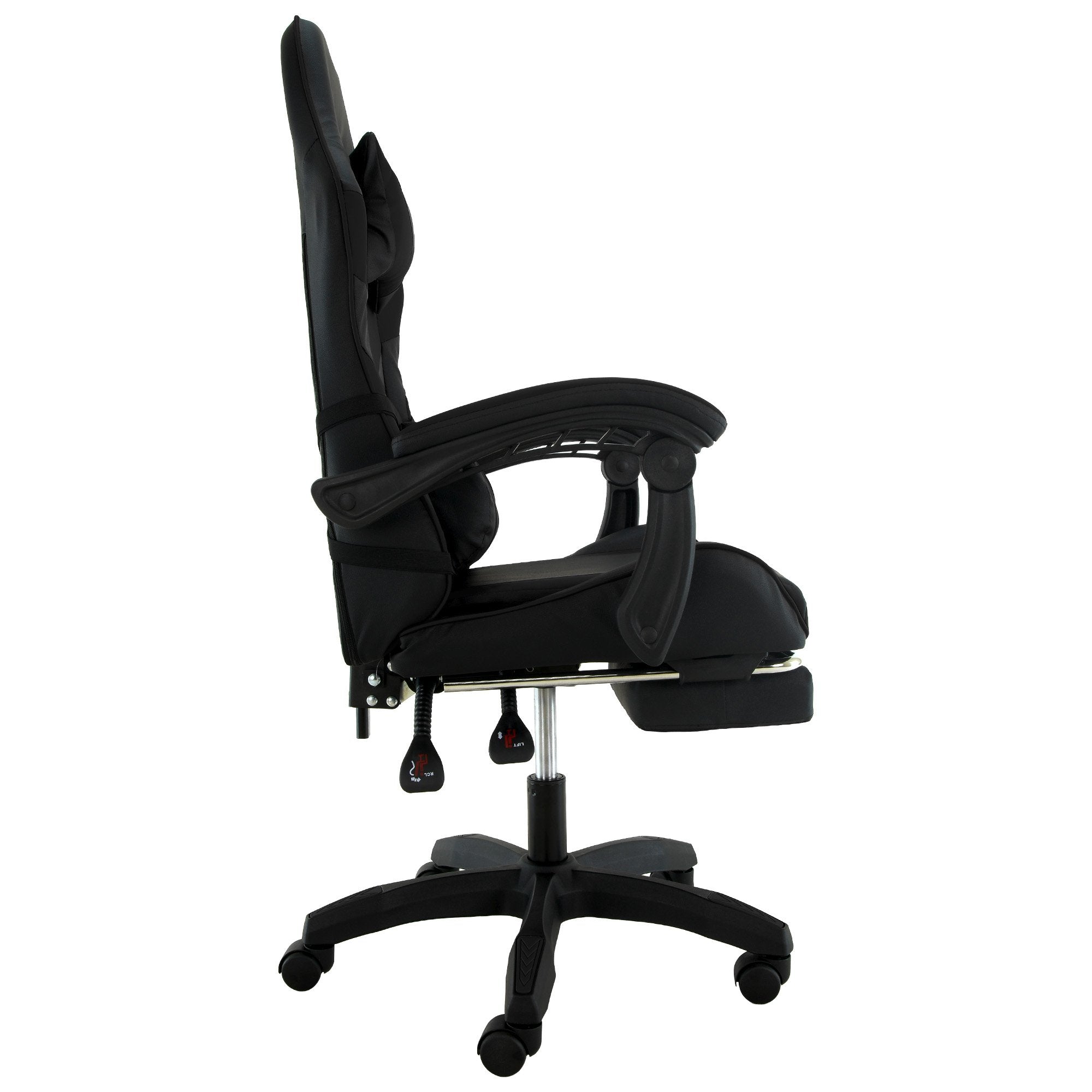 Office & Desk Chairs: Sarantino Cueva Reclining High Back Office Gaming Chair Black Retractable Footrest Computer Seat