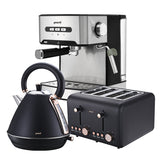 Toasters & Grills: Pronti Toaster, Kettle & Coffee Machine Breakfast Set - Black