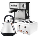 Toasters & Grills: Pronti Toaster, Kettle & Coffee Machine Breakfast Set - White