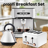Toasters & Grills: Pronti Toaster, Kettle & Coffee Machine Breakfast Set - White