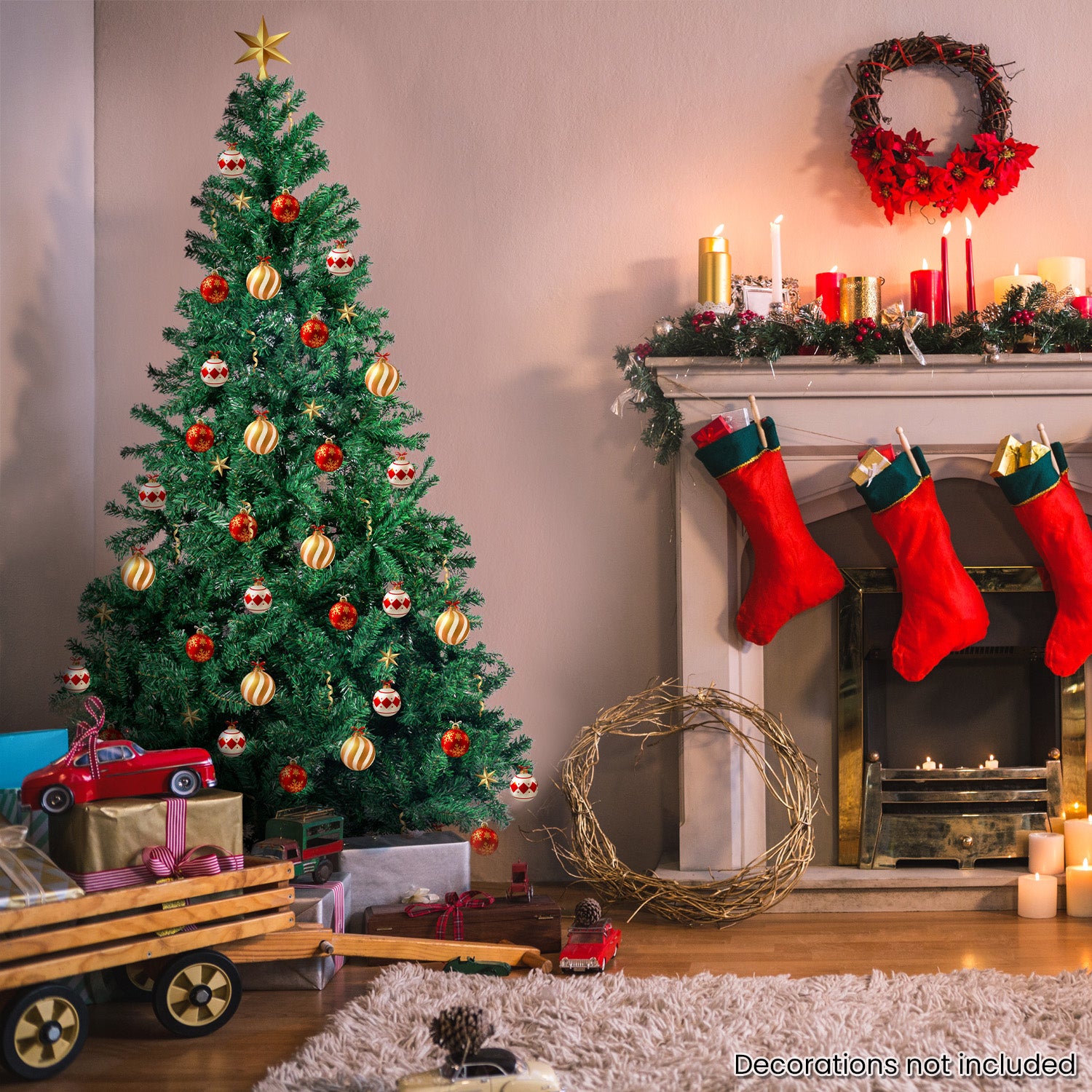 Christmas Trees: Christabelle Green Christmas Tree 2.4m Xmas Decor Decorations - 1500 Tips