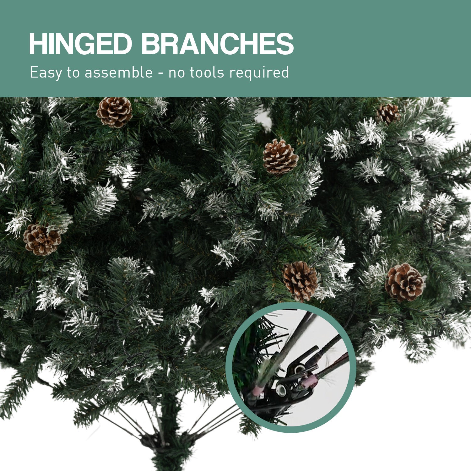 Christmas Trees: Christabelle 1.5m Pre Lit LED Christmas Tree Decor with Pine Cones Xmas Decorations