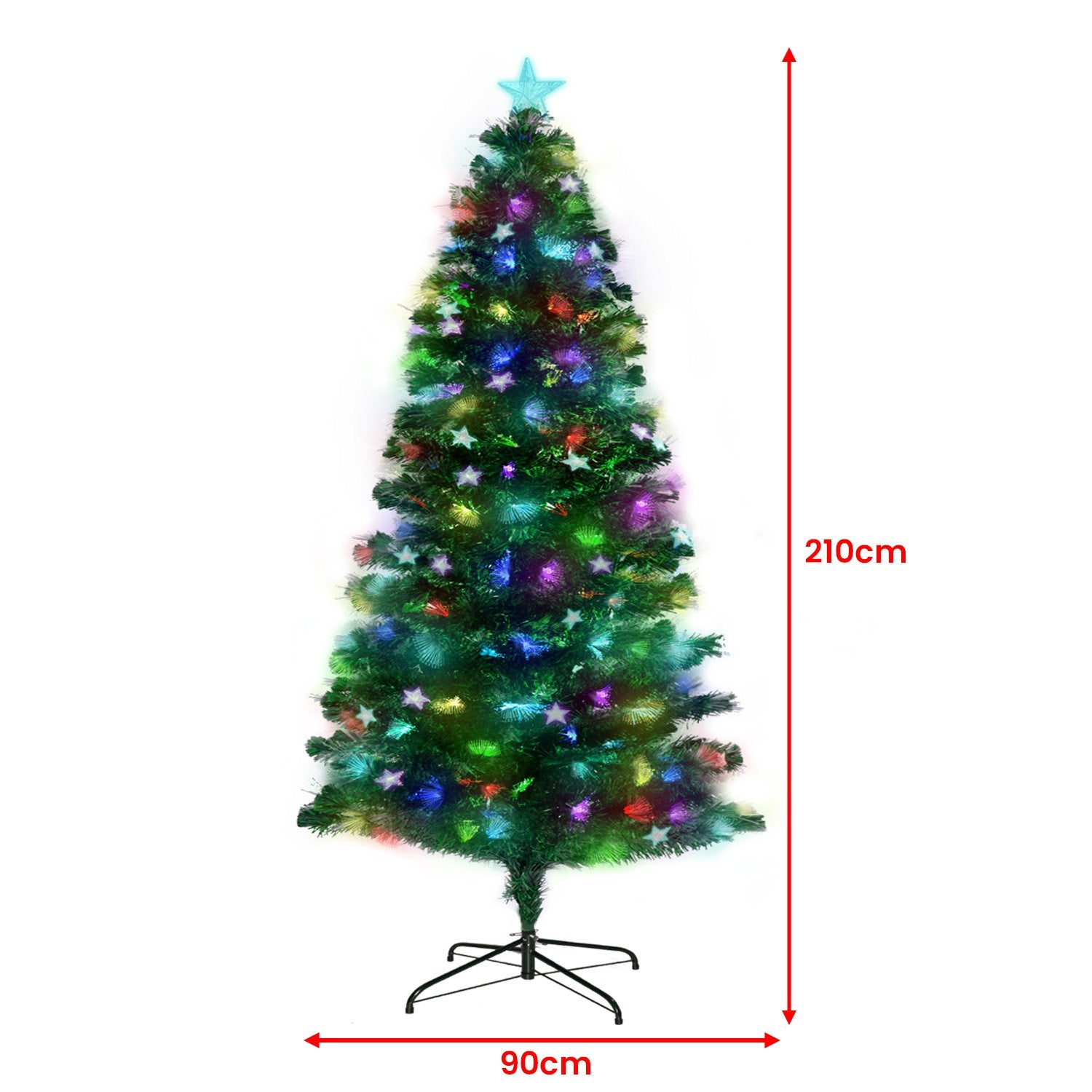 Christmas Trees: Christabelle 2.1m Enchanted Pre Lit Fibre Optic Christmas Tree Xmas Decor
