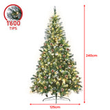 Christmas Trees: Christabelle 2.4m Pre Lit LED Christmas Tree Decor with Pine Cones Xmas Decorations
