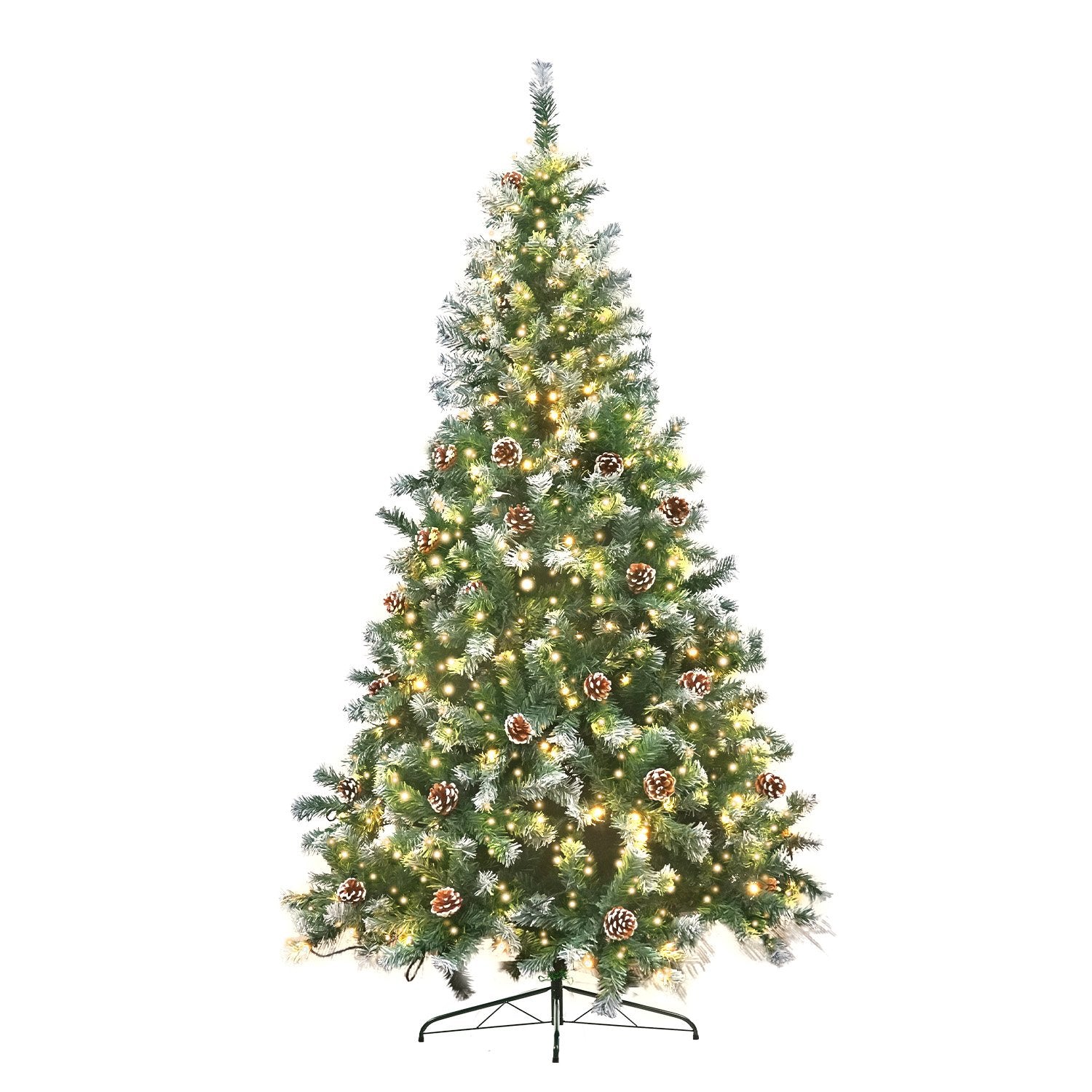 Christmas Trees: Christabelle 2.7m Pre Lit LED Christmas Tree Decor with Pine Cones Xmas Decorations