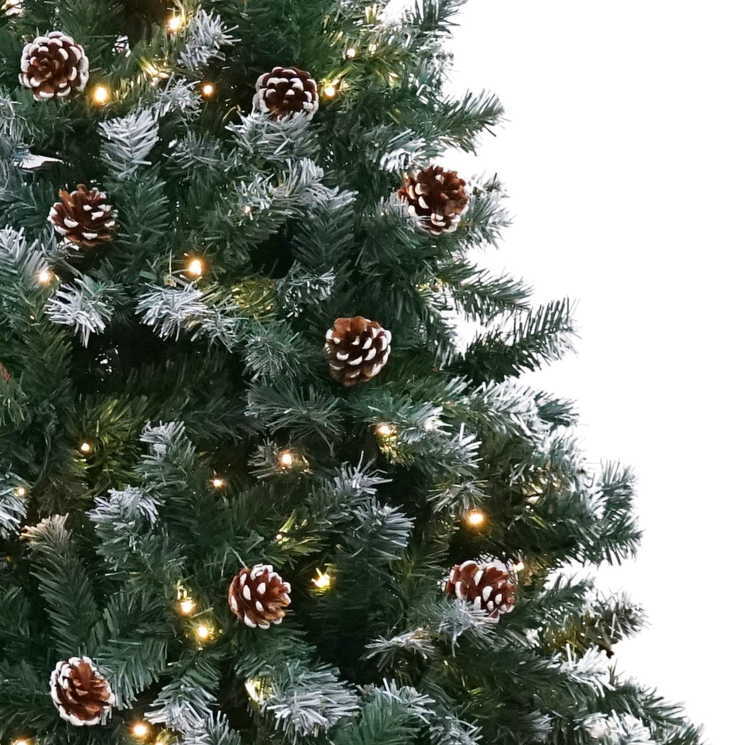 Christmas Trees: Christabelle 2.7m Pre Lit LED Christmas Tree Decor with Pine Cones Xmas Decorations