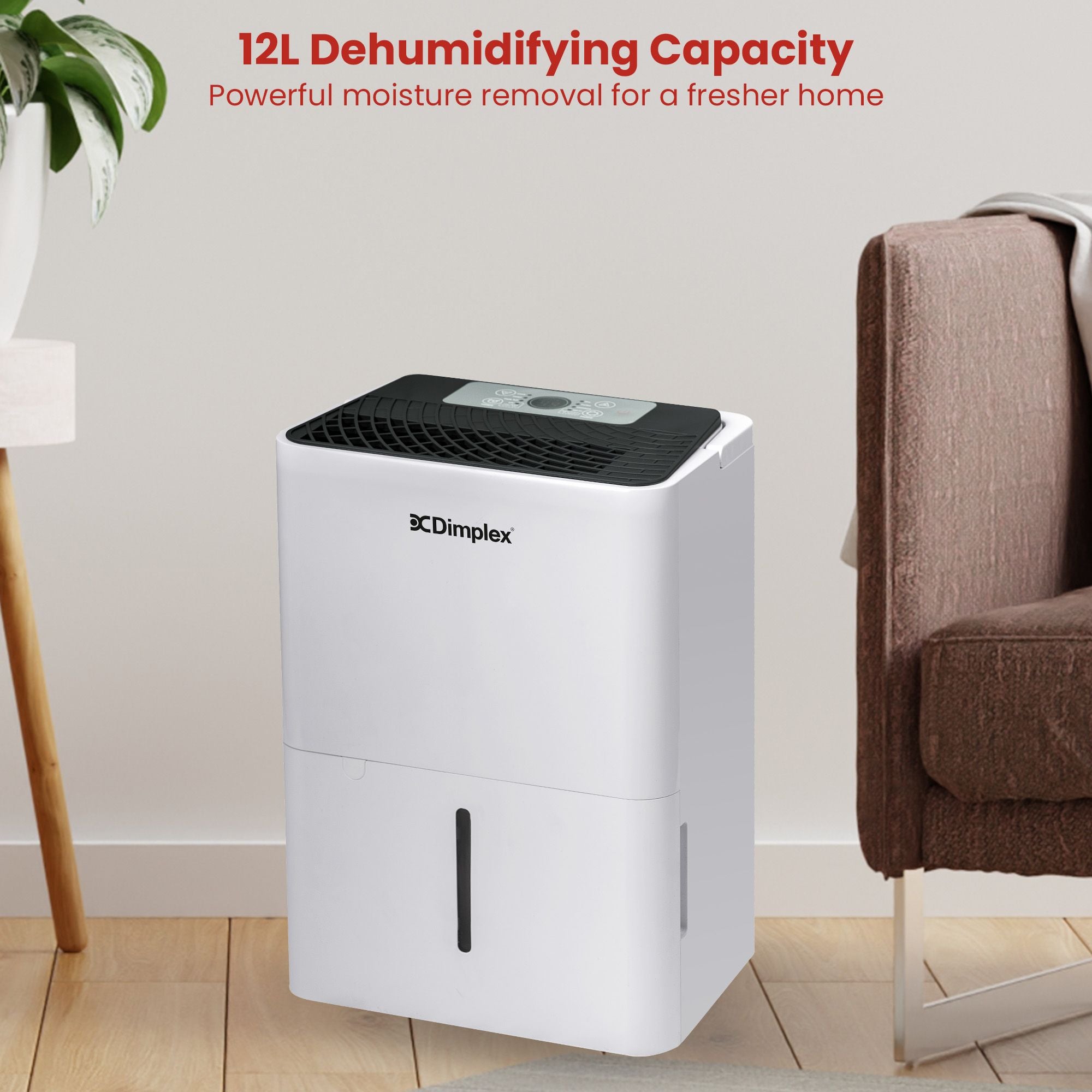 Dimplex Portable 12L Dehumidifier with Air Purifier in Black and White