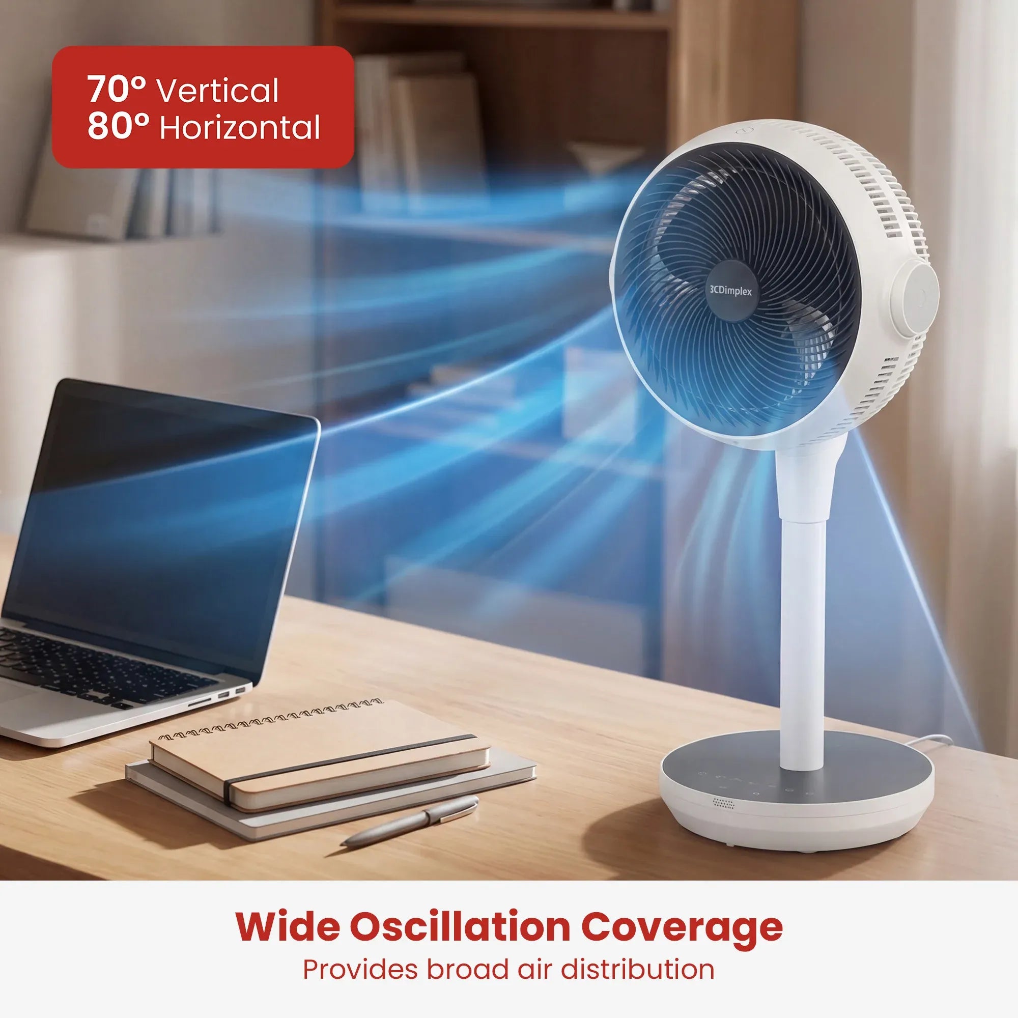 Dimplex Heat and Cool Air Circulator Pedestal Fan with LED Display and Timer