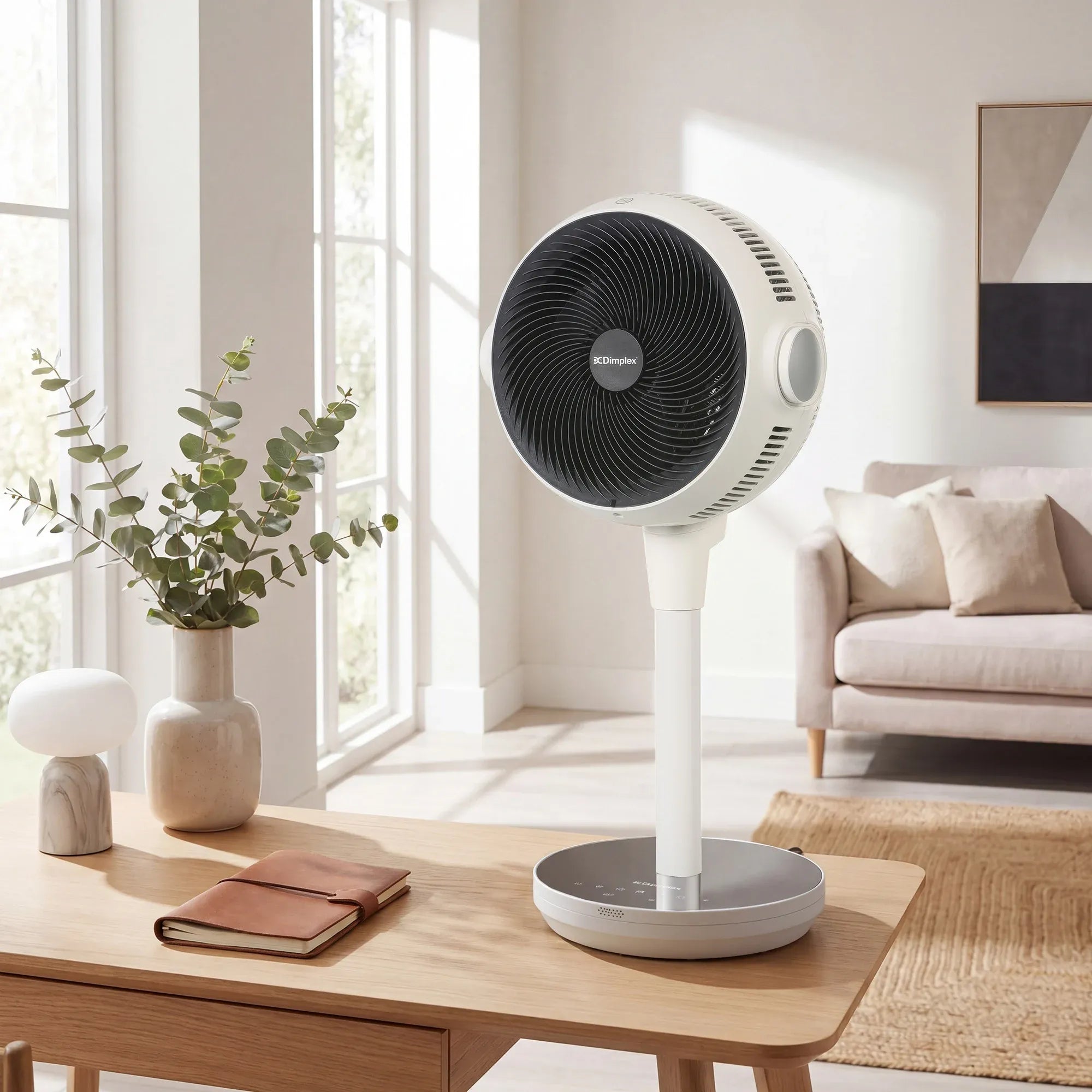 Dimplex Heat and Cool Air Circulator Pedestal Fan with LED Display and Timer