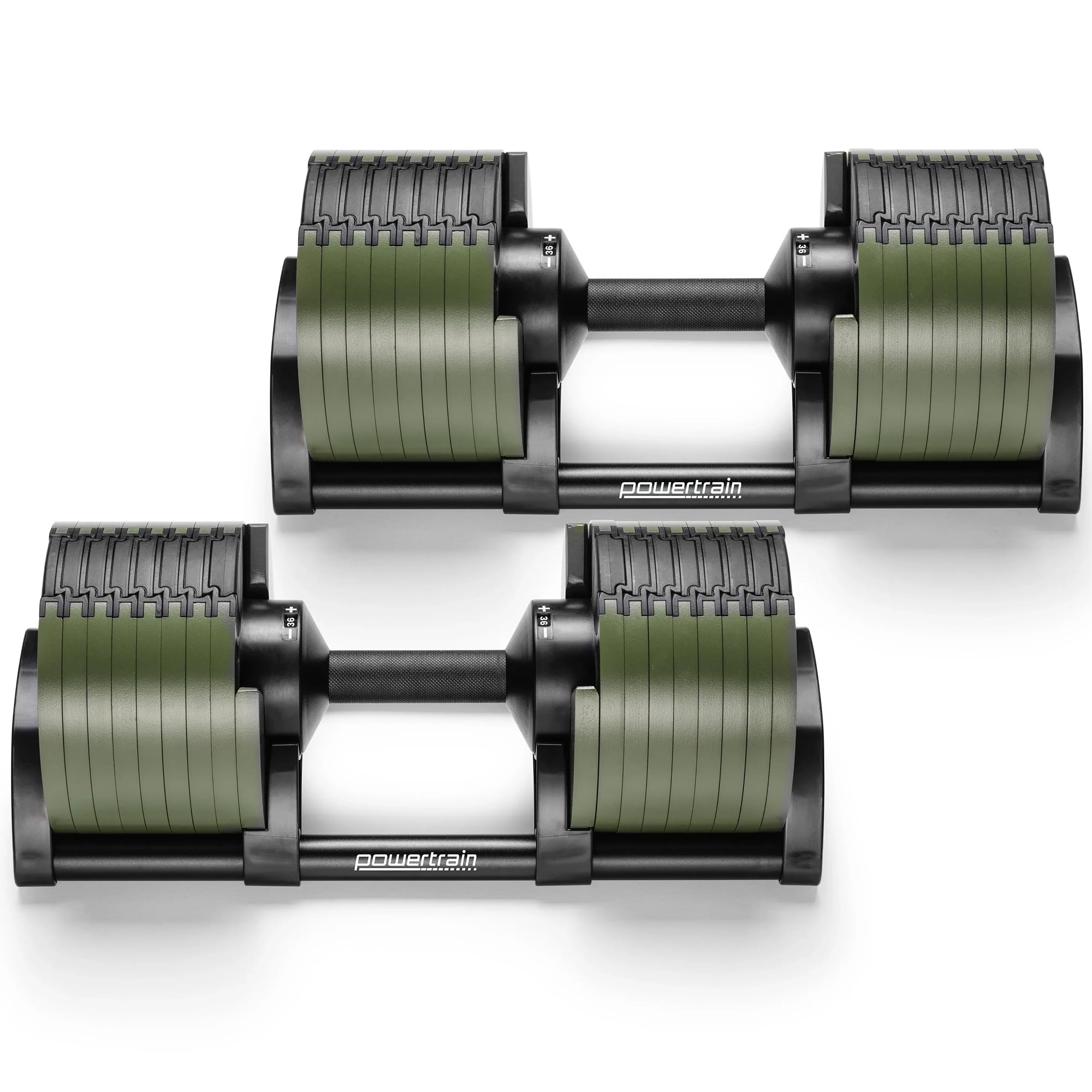 Powertrain Eon Dial-Up 72KG Adjustable Dumbbells Pair - Green