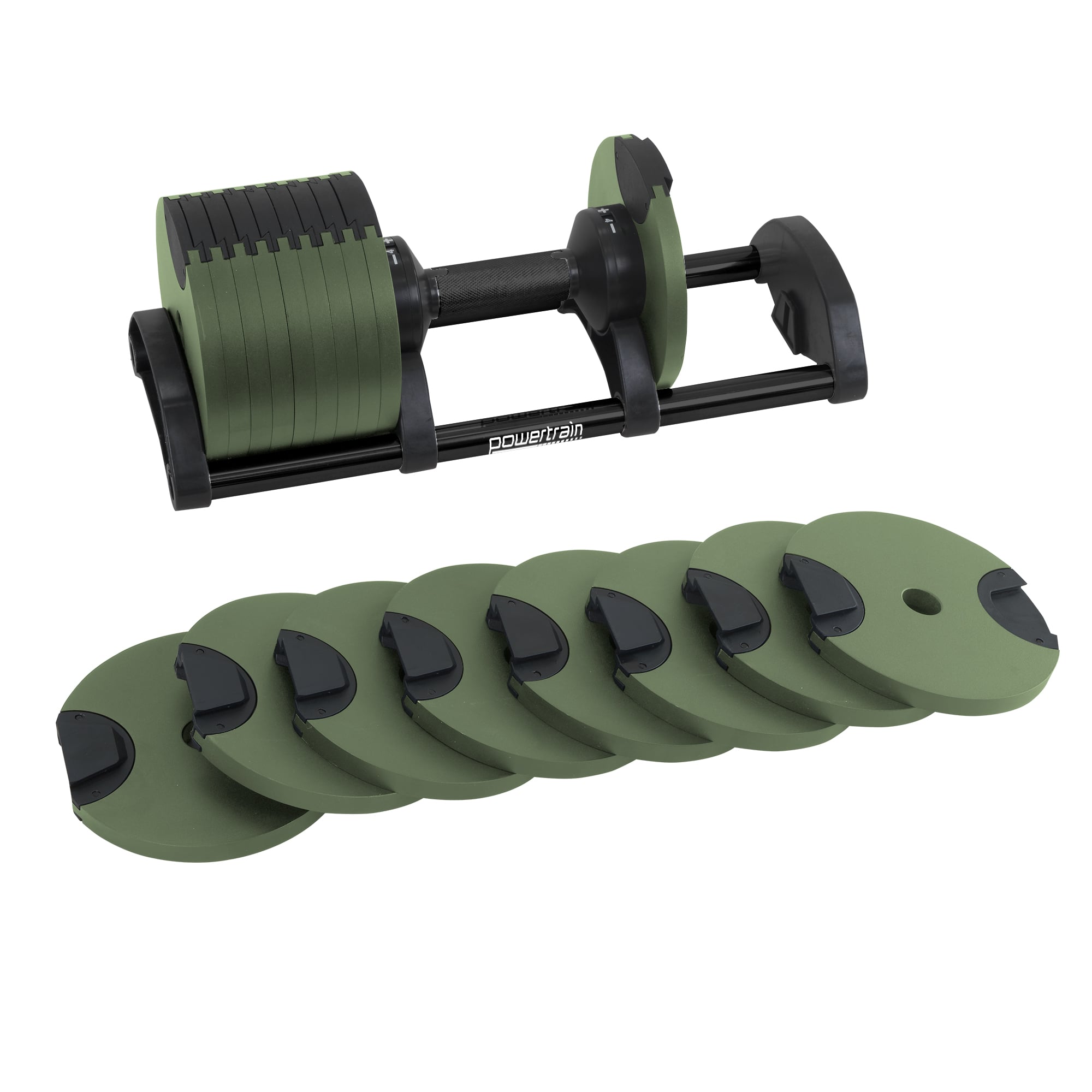 Powertrain Eon Dial-Up 72KG Adjustable Dumbbells Pair - Green