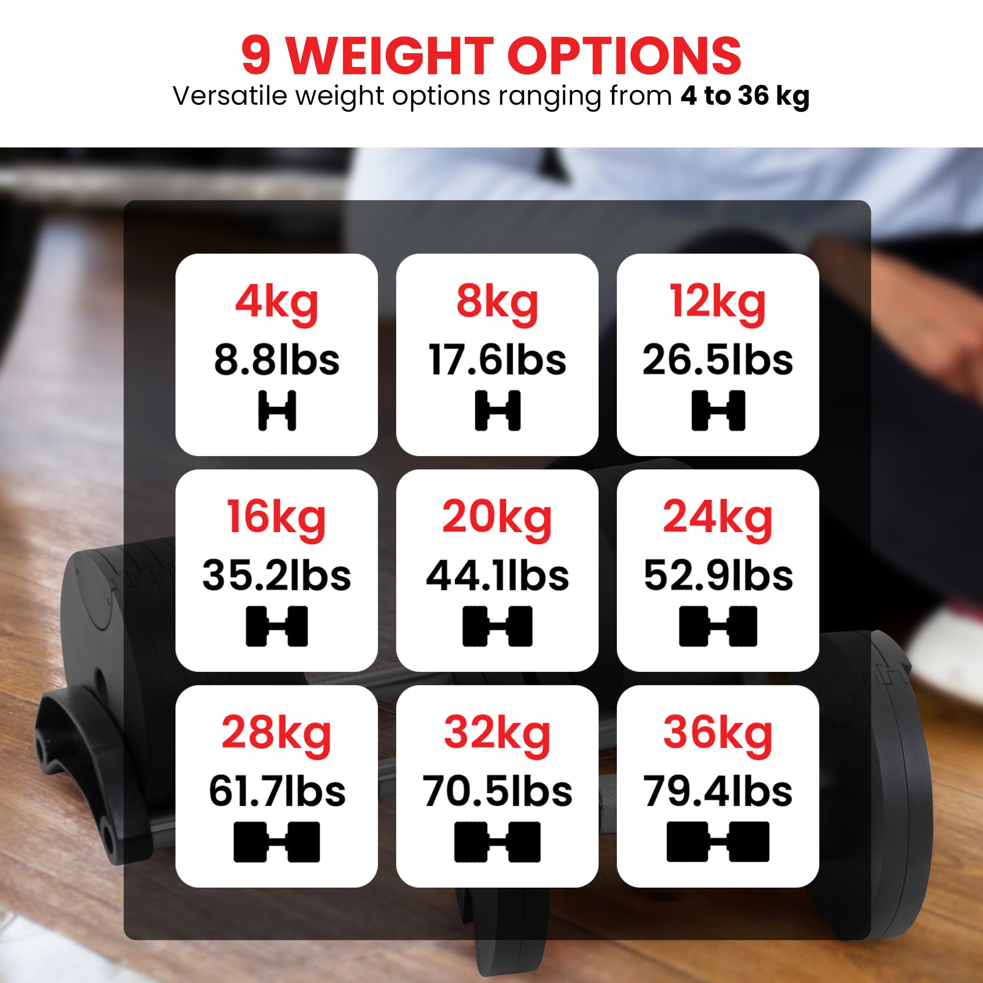 Powertrain Eon Dial-Up 72KG Adjustable Dumbbells Pair - Green