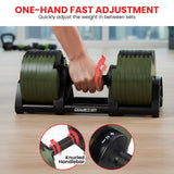 Powertrain Eon Dial-Up 72KG Adjustable Dumbbells Pair with Stand  - Green