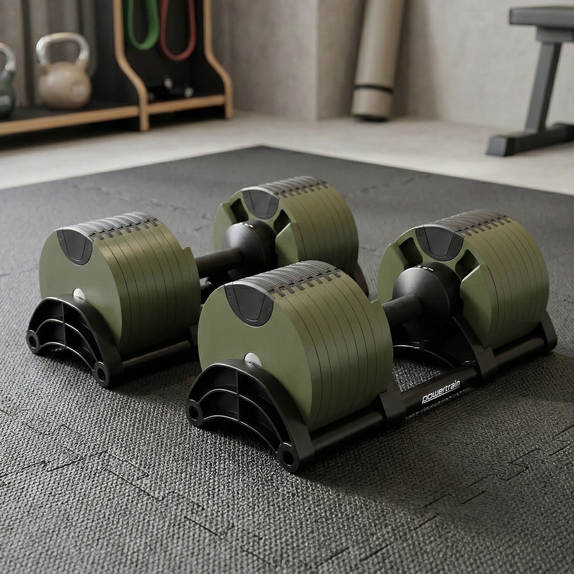 Powertrain Eon Dial-Up 90KG Adjustable Dumbbells Pair - Green