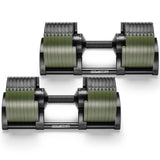 Powertrain Eon Dial-Up 90KG Adjustable Dumbbells Pair with Stand  - Green