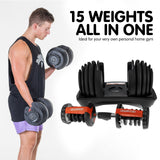 Free Weights: Powertrain 48kg Adjustable Dumbbells 15-in-1 Home Gym Weights  Red