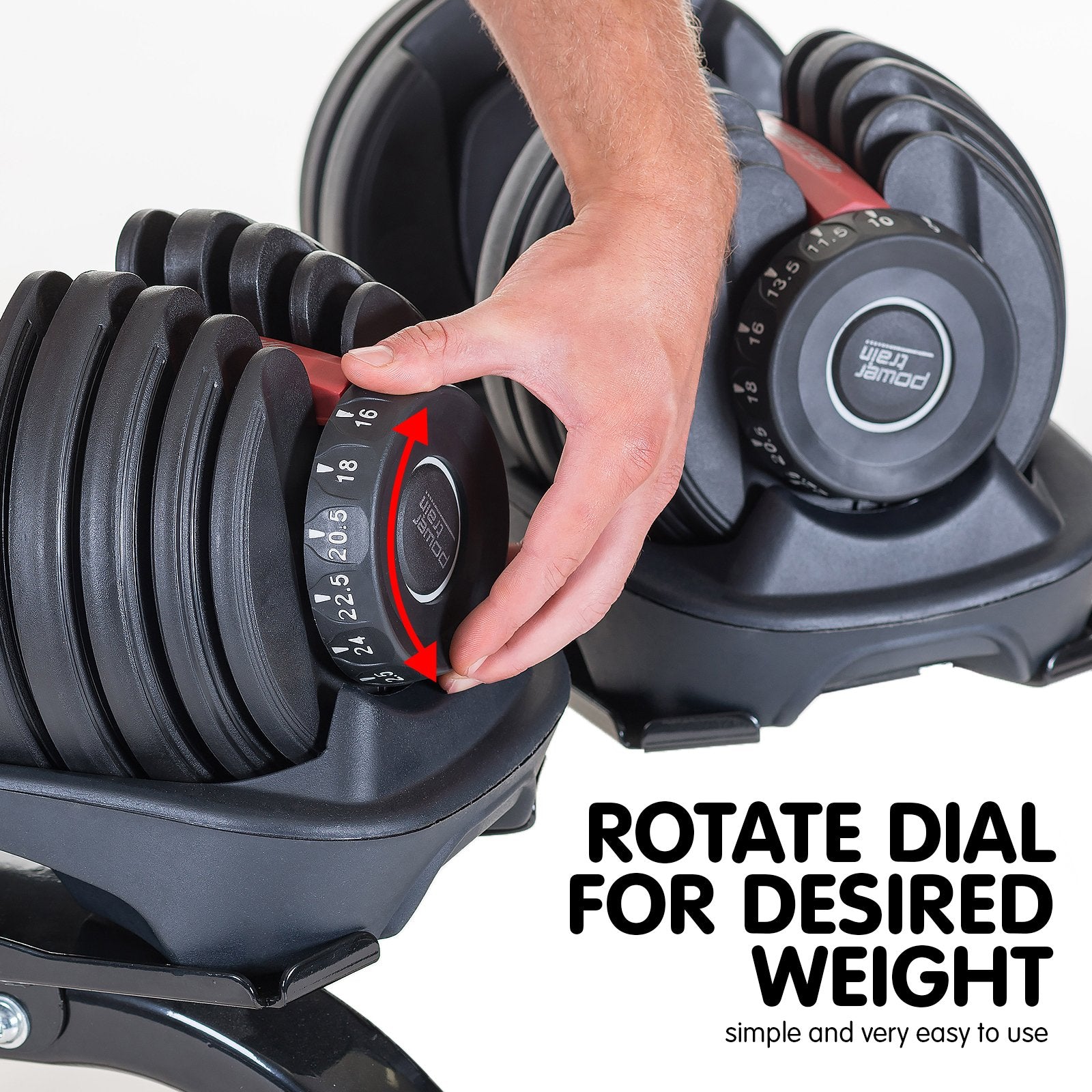 Free Weights: Powertrain 48kg Adjustable Dumbbells 15-in-1 Home Gym Weights  Red