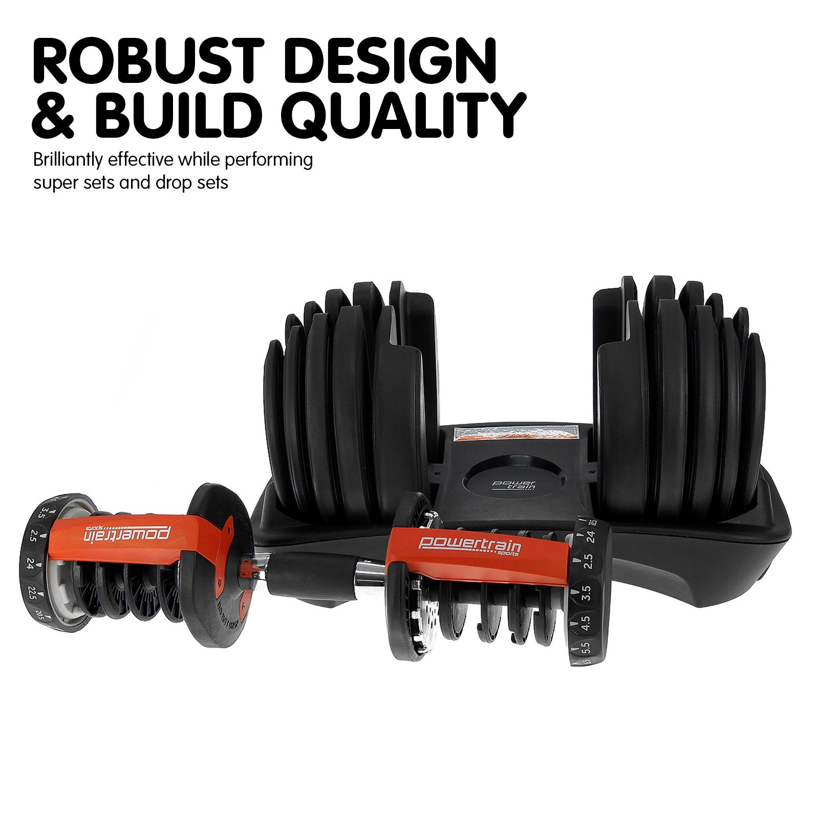 Free Weights: Powertrain 48kg Adjustable Dumbbells 15-in-1 Home Gym Weights  Red