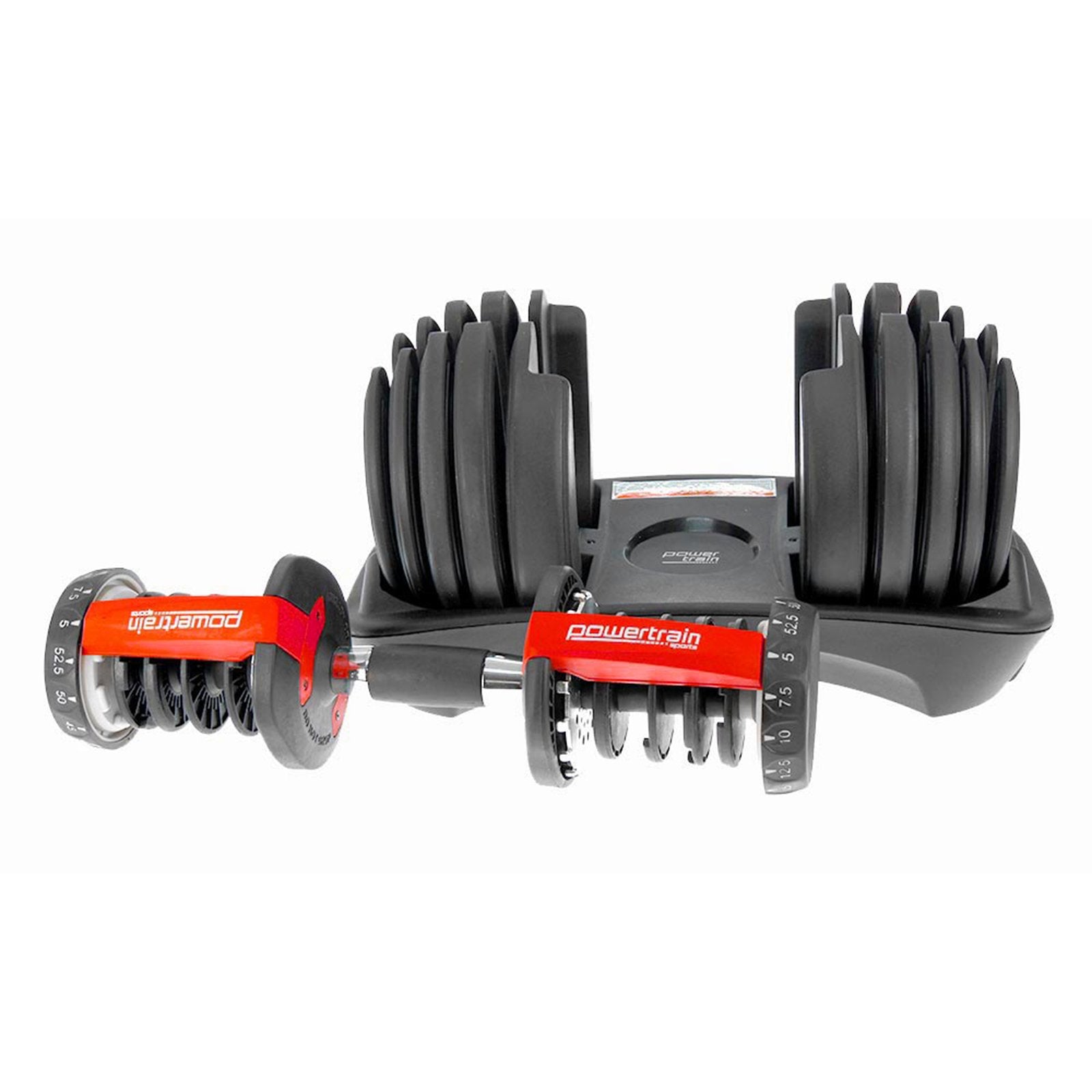 Free Weights: Powertrain 48kg Adjustable Dumbbells 15-in-1 Home Gym Weights  Red