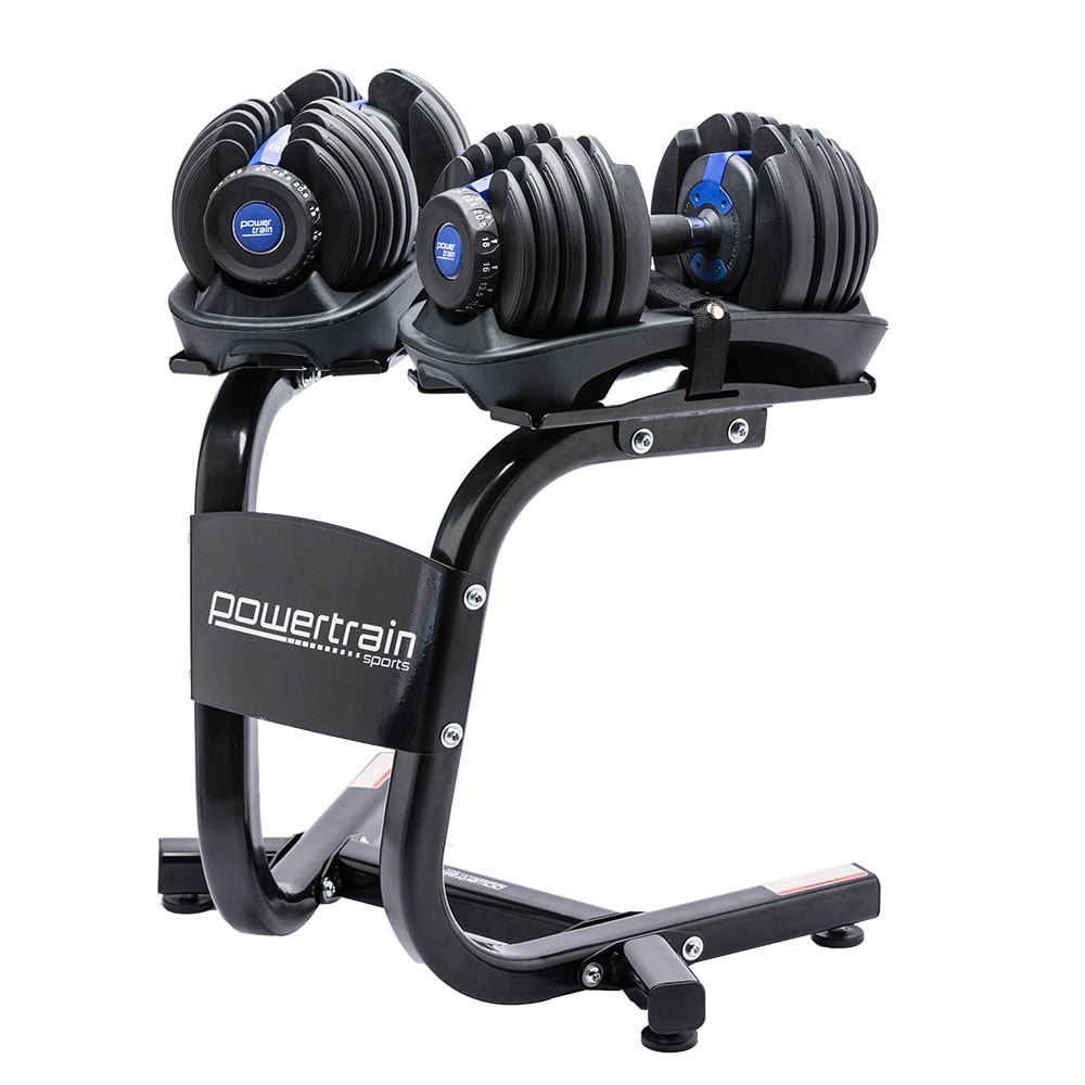Free Weights: Powertrain 48KG Adjustable Dumbbell Set With Stand Blue