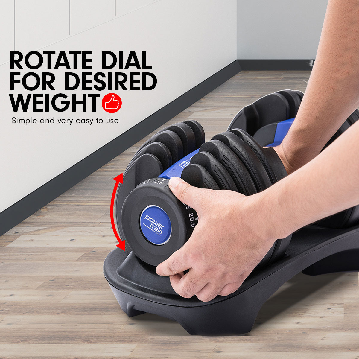 Free Weights: Powertrain 48KG Adjustable Dumbbell Set With Stand Blue