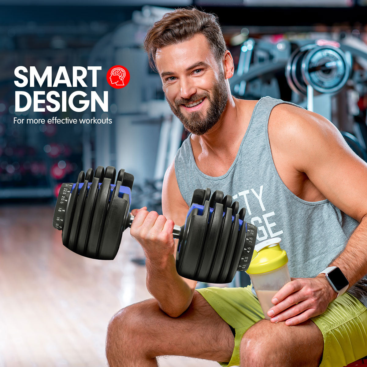 Free Weights: Powertrain 48KG Adjustable Dumbbell Set With Stand Blue