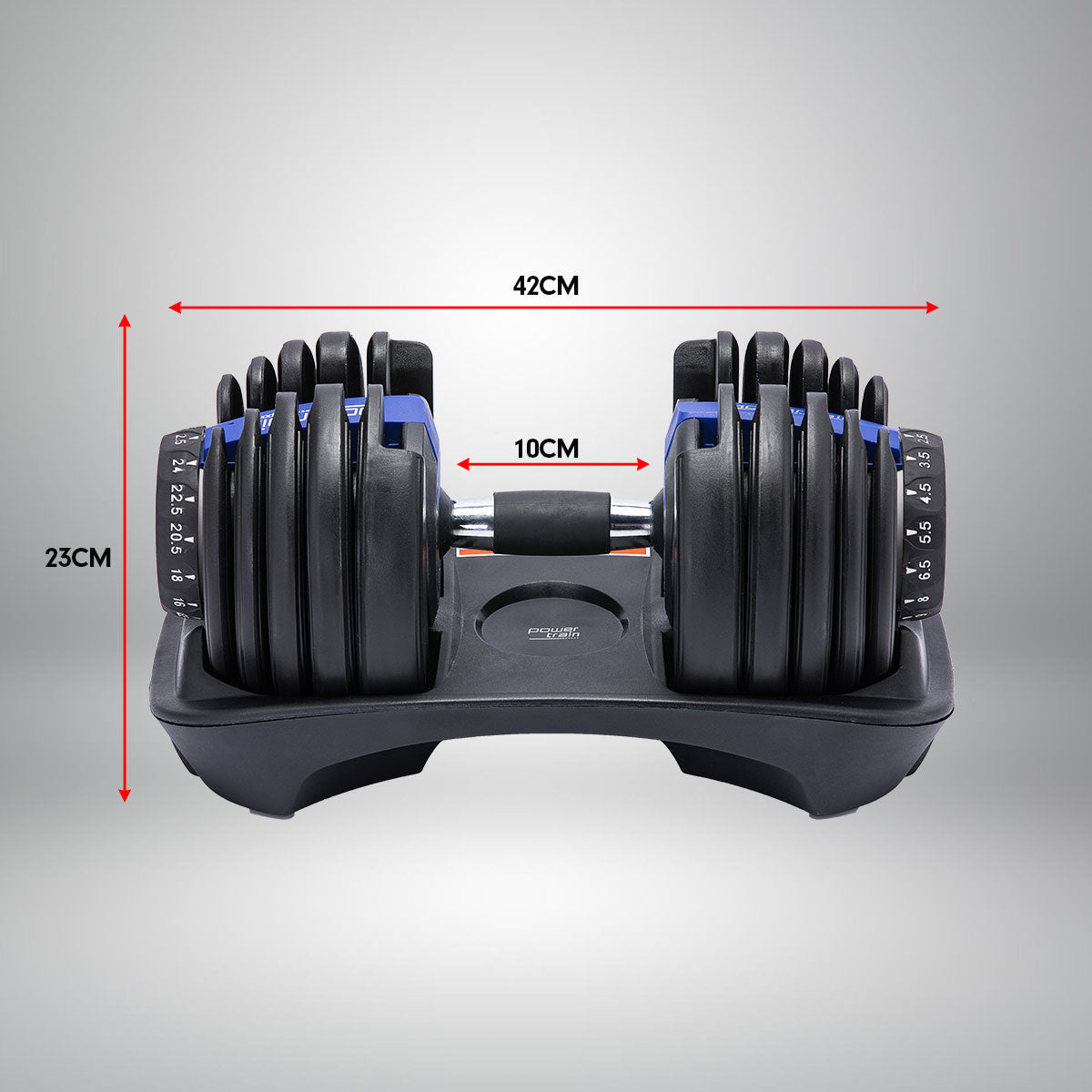 Free Weights: Powertrain 48KG Adjustable Dumbbell Set With Stand Blue