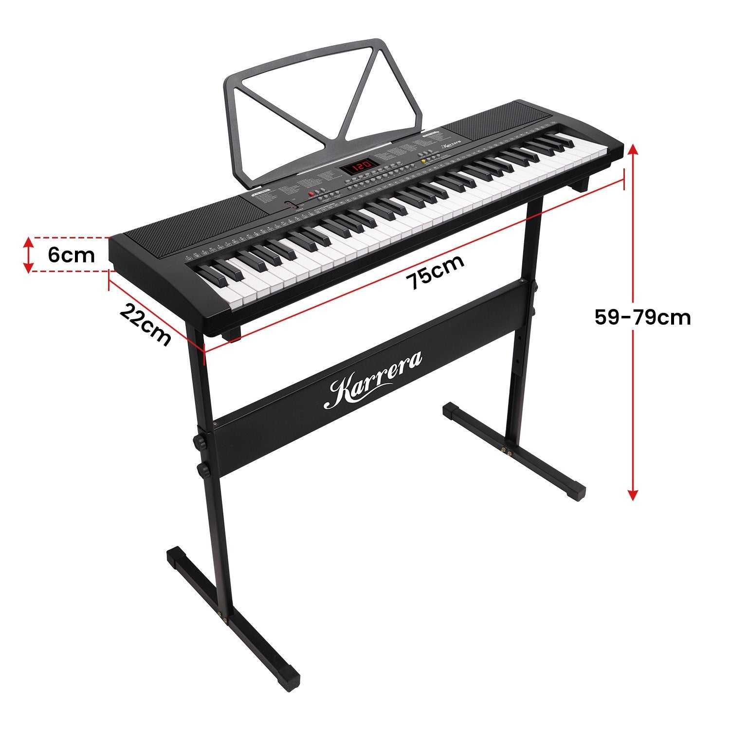 Musical Keyboards: Karrera 61-Key Electronic Piano Keyboard 75cm with Stand - Black