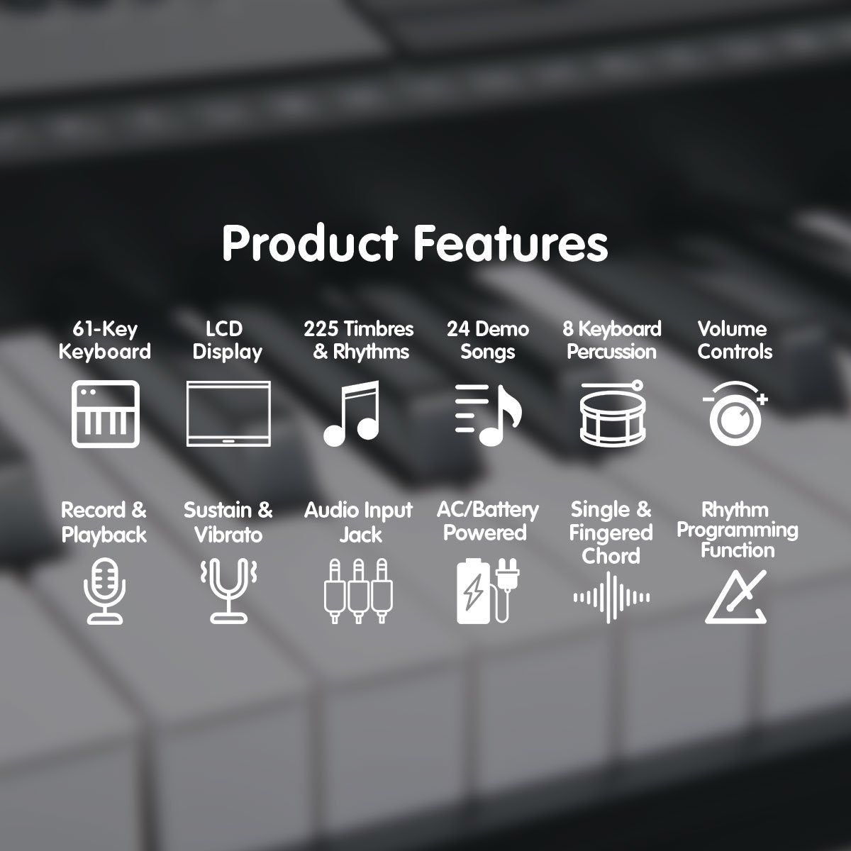 Musical Keyboards: Karrera 61 Keys Electronic Keyboard Piano with Stand - Black