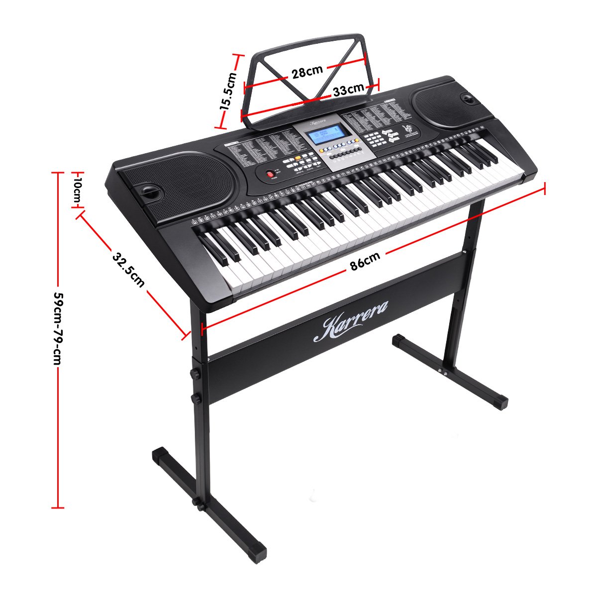 Musical Keyboards: Karrera 61 Keys Electronic Keyboard Piano with Stand - Black