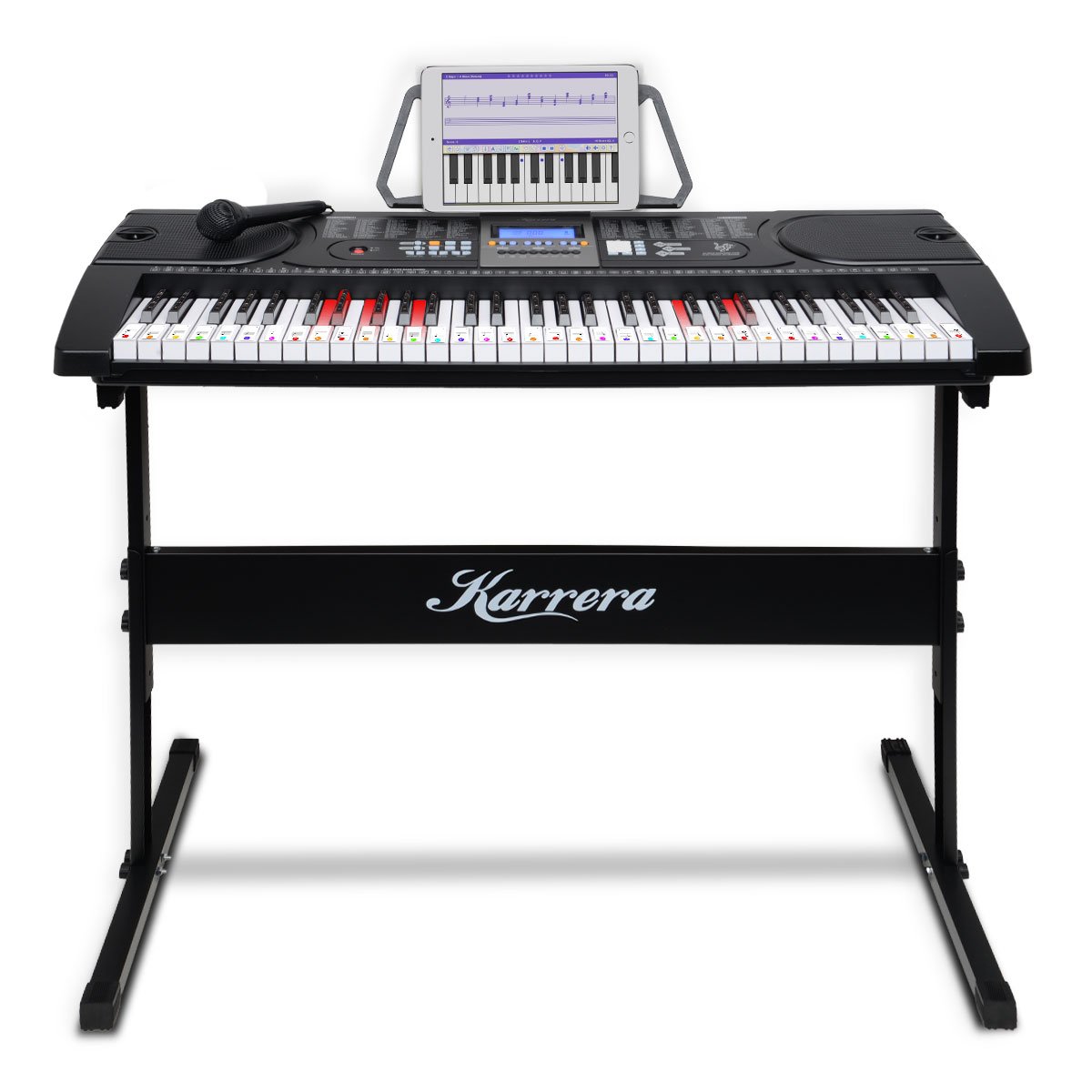Musical Keyboards: Karrera 61 Keys Electronic LED Keyboard Piano with Stand - Black